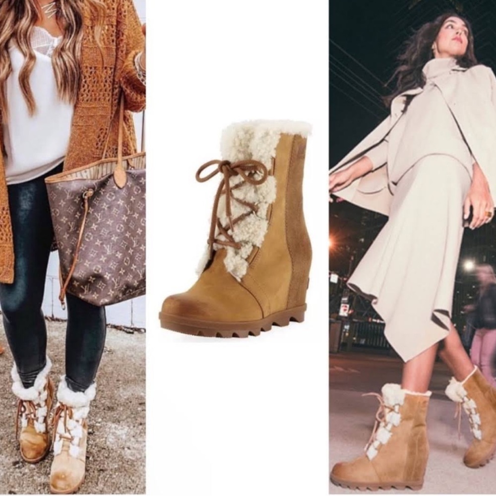 Sorel Joan of Arcadia wedge boots with fur detail